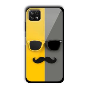 Yellow and Grey Sunglass Customized Printed Glass Back Cover for Samsung Galaxy A22
