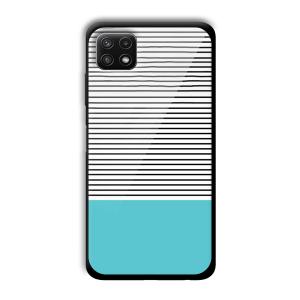 Cyan Stripes Customized Printed Glass Back Cover for Samsung Galaxy A22