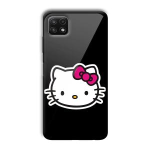 Cute Kitty Customized Printed Glass Back Cover for Samsung Galaxy A22