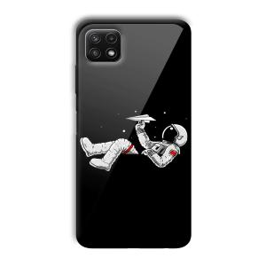 Lazy Astronaut Customized Printed Glass Back Cover for Samsung Galaxy A22