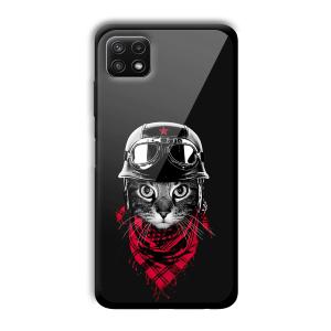 Rider Cat Customized Printed Glass Back Cover for Samsung Galaxy A22