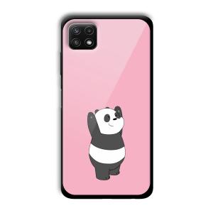Pink Panda Customized Printed Glass Back Cover for Samsung Galaxy A22