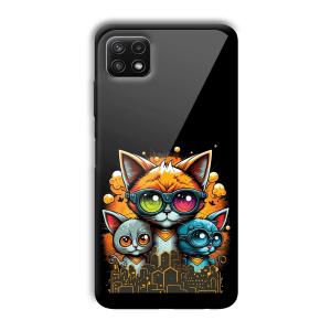 Cats Customized Printed Glass Back Cover for Samsung Galaxy A22