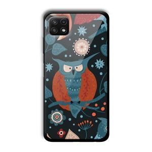 Blue Owl Customized Printed Glass Back Cover for Samsung Galaxy A22