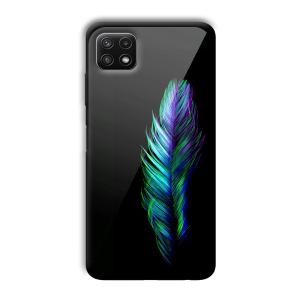 Neon Feather Customized Printed Glass Back Cover for Samsung Galaxy A22