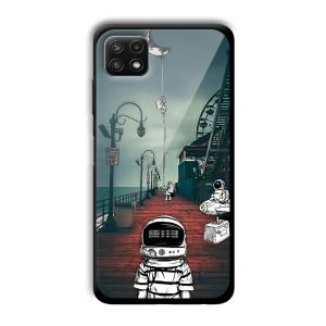 Little Astronaut Customized Printed Glass Back Cover for Samsung Galaxy A22
