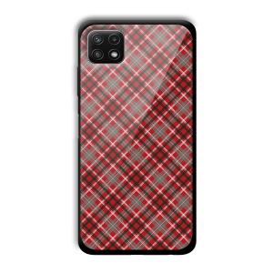 Red Checks Customized Printed Glass Back Cover for Samsung Galaxy A22