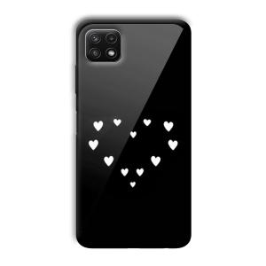 Little White Hearts Customized Printed Glass Back Cover for Samsung Galaxy A22