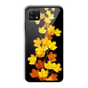 Golden Leaves Customized Printed Glass Back Cover for Samsung Galaxy A22