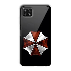 Red and Silver Customized Printed Glass Back Cover for Samsung Galaxy A22
