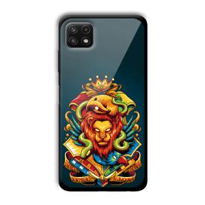 Fiery Lion Customized Printed Glass Back Cover for Samsung Galaxy A22