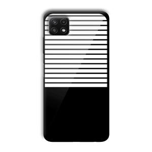 White and Black Stripes Customized Printed Glass Back Cover for Samsung Galaxy A22