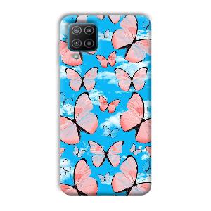 Pink Butterflies Phone Customized Printed Back Cover for Samsung Galaxy F12