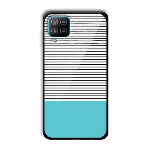 Cyan Stripes Customized Printed Glass Back Cover for Samsung Galaxy F12