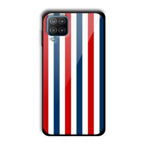 Red and Blue Customized Printed Glass Back Cover for Samsung Galaxy F12