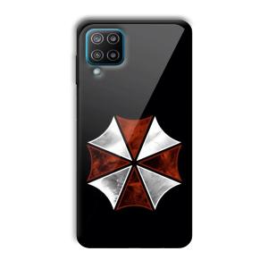 Red and Silver Customized Printed Glass Back Cover for Samsung Galaxy F12