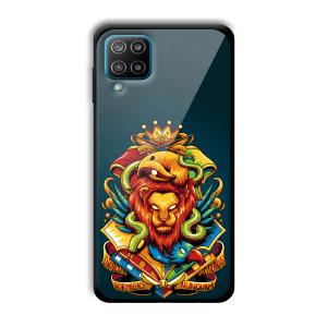 Fiery Lion Customized Printed Glass Back Cover for Samsung Galaxy F12
