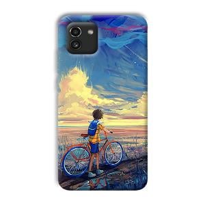 Boy & Sunset Phone Customized Printed Back Cover for Samsung Galaxy A03