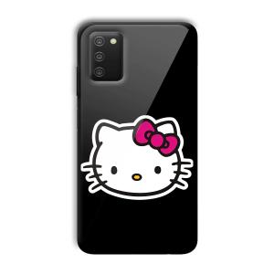 Cute Kitty Customized Printed Glass Back Cover for Samsung Galaxy A03s