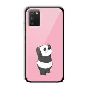 Pink Panda Customized Printed Glass Back Cover for Samsung Galaxy A03s