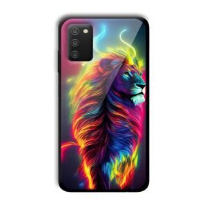 Neon Lion Customized Printed Glass Back Cover for Samsung Galaxy A03s
