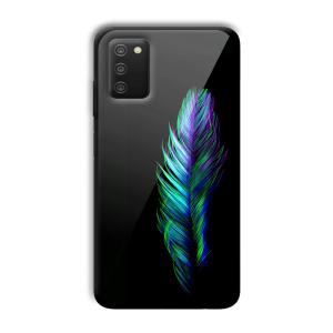 Neon Feather Customized Printed Glass Back Cover for Samsung Galaxy A03s