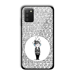Bla Bla Customized Printed Glass Back Cover for Samsung Galaxy A03s