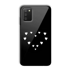 Little White Hearts Customized Printed Glass Back Cover for Samsung Galaxy A03s