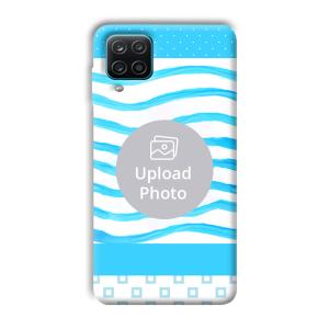 Blue Wavy Design Customized Printed Back Cover for Samsung Galaxy A12