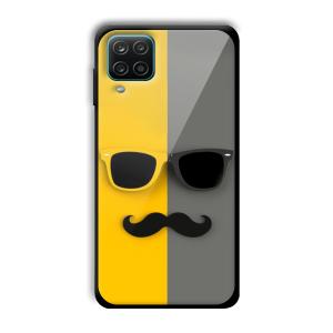 Yellow and Grey Sunglass Customized Printed Glass Back Cover for Samsung Galaxy A12