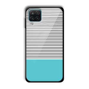 Cyan Stripes Customized Printed Glass Back Cover for Samsung Galaxy A12