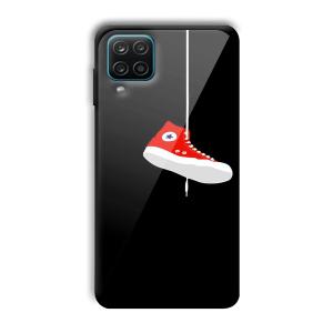 Red Sneaker Customized Printed Glass Back Cover for Samsung Galaxy A12
