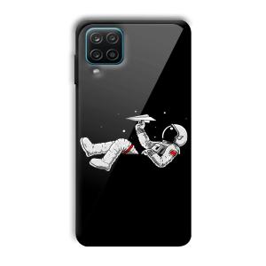 Lazy Astronaut Customized Printed Glass Back Cover for Samsung Galaxy A12