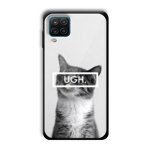 UGH Irritated Cat Customized Printed Glass Back Cover for Samsung Galaxy A12