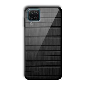 Black Wooden Pattern Customized Printed Glass Back Cover for Samsung Galaxy A12