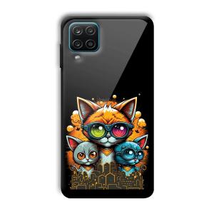 Cats Customized Printed Glass Back Cover for Samsung Galaxy A12