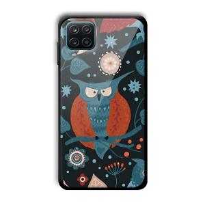 Blue Owl Customized Printed Glass Back Cover for Samsung Galaxy A12