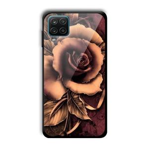 Brown Rose Customized Printed Glass Back Cover for Samsung Galaxy A12
