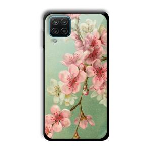 Pink Flowers Customized Printed Glass Back Cover for Samsung Galaxy A12