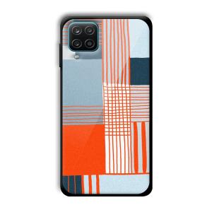 Orange Stripes Customized Printed Glass Back Cover for Samsung Galaxy A12