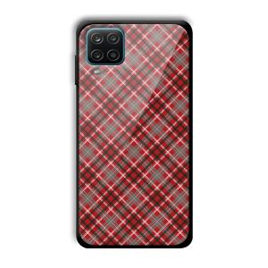 Red Checks Customized Printed Glass Back Cover for Samsung Galaxy A12