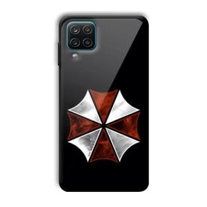 Red and Silver Customized Printed Glass Back Cover for Samsung Galaxy A12
