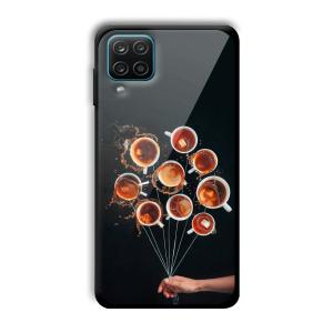 Coffee Cups Customized Printed Glass Back Cover for Samsung Galaxy A12