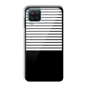 White and Black Stripes Customized Printed Glass Back Cover for Samsung Galaxy A12