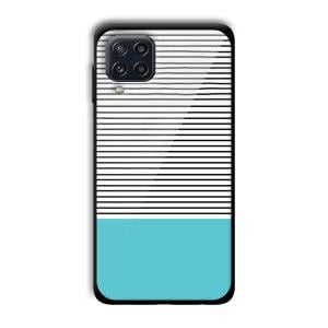 Cyan Stripes Customized Printed Glass Back Cover for Samsung Galaxy M32 4G