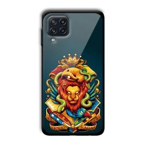 Fiery Lion Customized Printed Glass Back Cover for Samsung Galaxy M32 4G