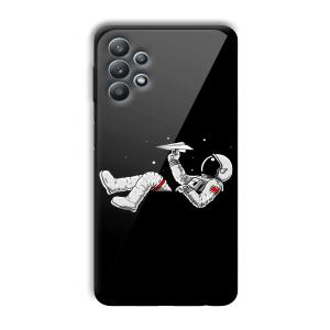 Lazy Astronaut Customized Printed Glass Back Cover for Samsung Galaxy M32 5G