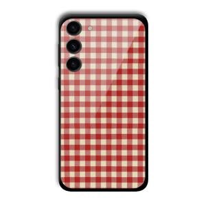Red Checks Customized Printed Glass Back Cover for Samsung S23+