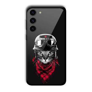 Rider Cat Customized Printed Glass Back Cover for Samsung S23+