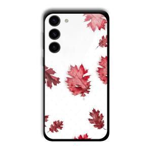 Red Leaves Customized Printed Glass Back Cover for Samsung S23+